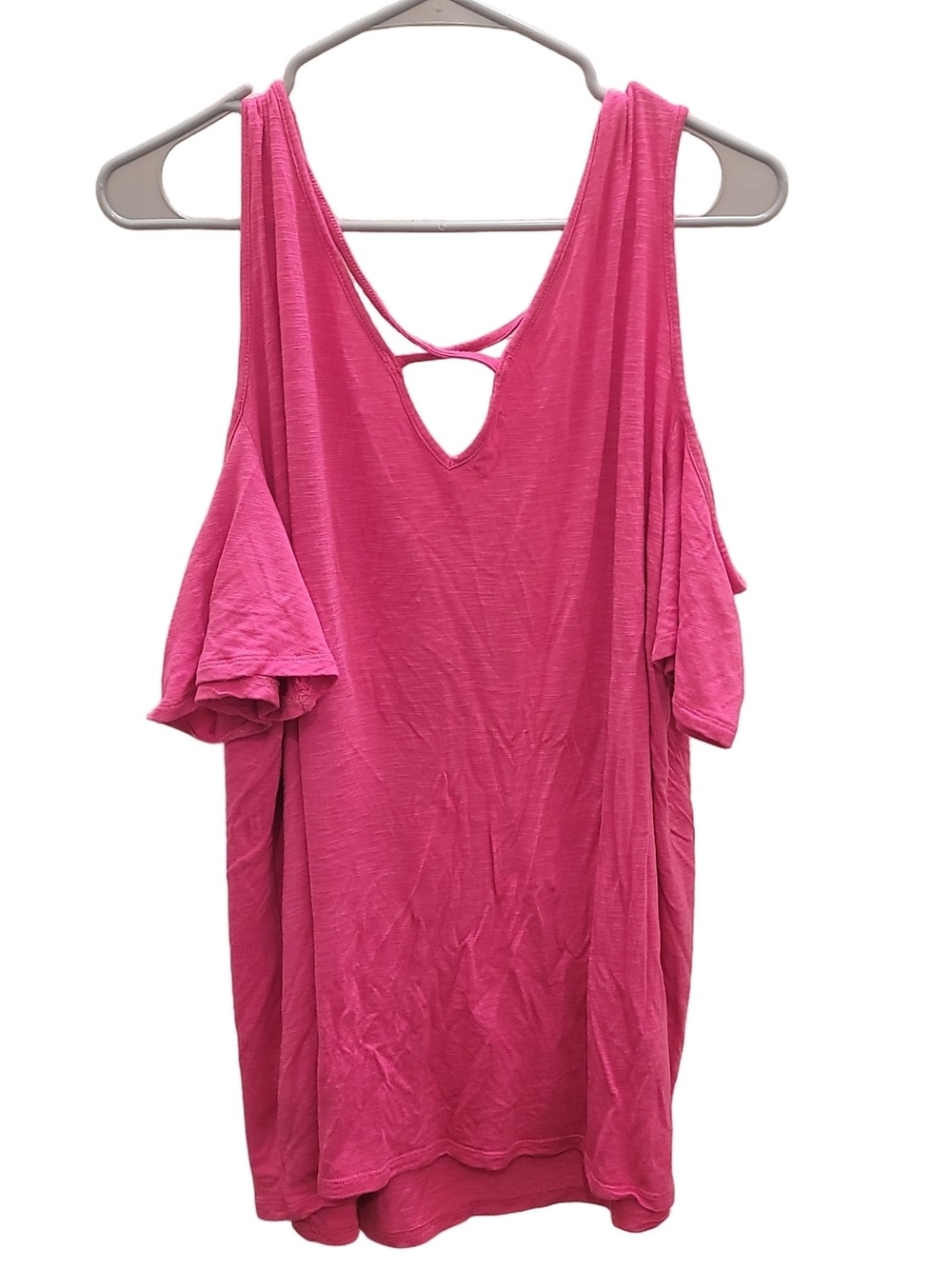 Maurices Pink Cold-Shoulder Tee with Back Keyhole Sz XL